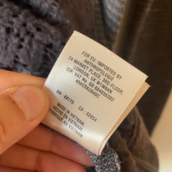 Anthropologie Meadow Rue Womens Blouse Ruffle Size S Gray Crochet Stripe Top - Picture 11 of 11